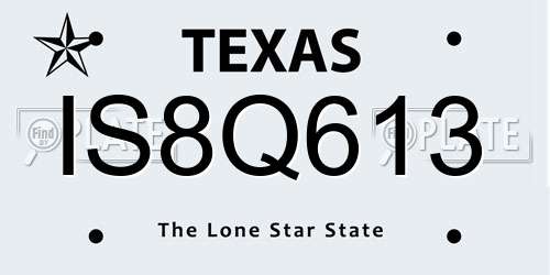 IS8Q613 Texas License Plate