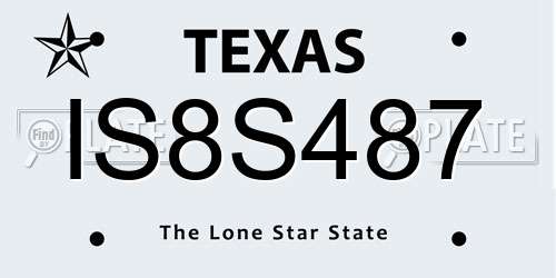 IS8S487 Texas License Plate