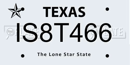 IS8T466 Texas License Plate