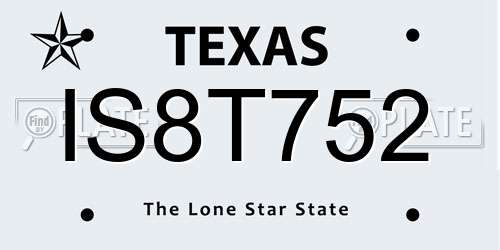 IS8T752 Texas License Plate