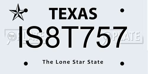 IS8T757 Texas License Plate