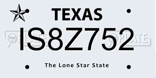 IS8Z752 Texas License Plate