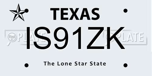 IS91ZK Texas License Plate