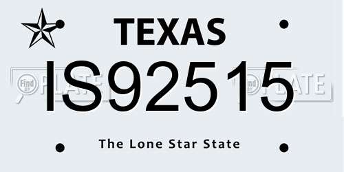 IS92515 Texas License Plate
