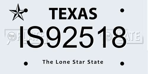 IS92518 Texas License Plate