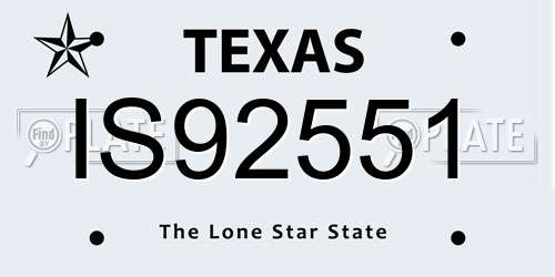IS92551 Texas License Plate
