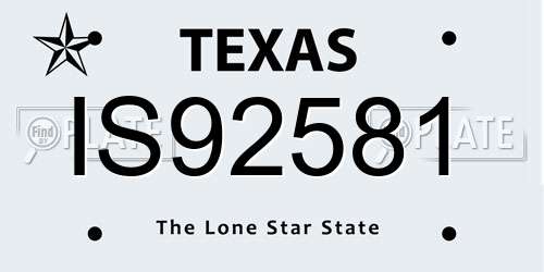 IS92581 Texas License Plate