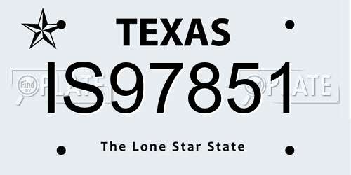 IS97851 Texas License Plate