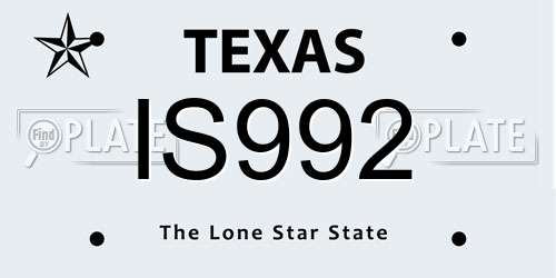 IS992 Texas License Plate