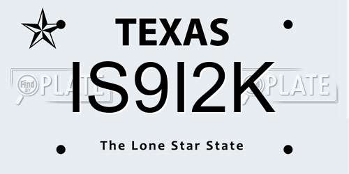 IS9I2K Texas License Plate