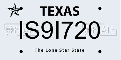 IS9I720 Texas License Plate