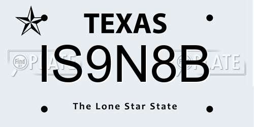 IS9N8B Texas License Plate