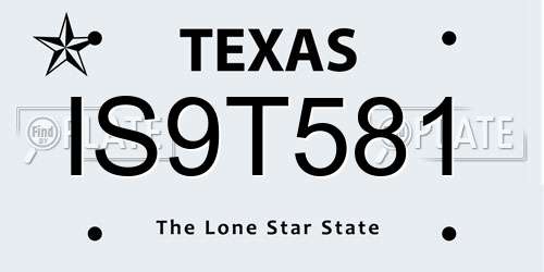 IS9T581 Texas License Plate