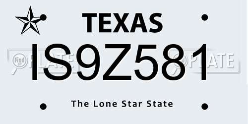 IS9Z581 Texas License Plate
