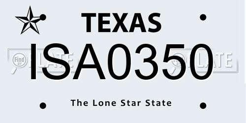 ISA0350 Texas License Plate