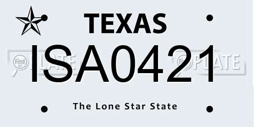 ISA0421 Texas License Plate