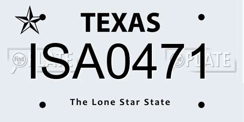 ISA0471 Texas License Plate