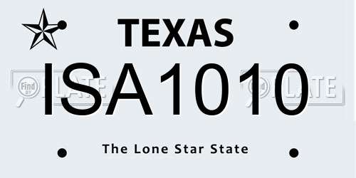 ISA1010 Texas License Plate