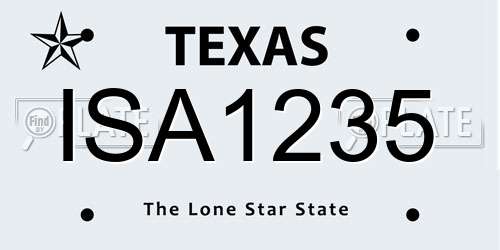 ISA1235 Texas License Plate