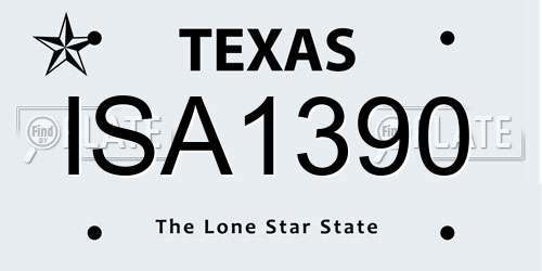 ISA1390 Texas License Plate