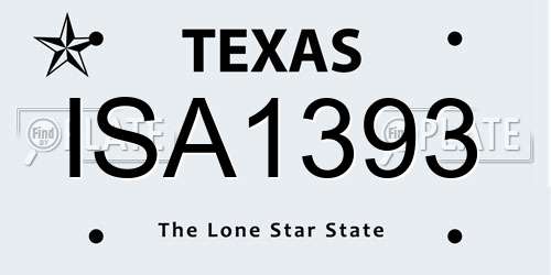 ISA1393 Texas License Plate
