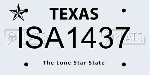 ISA1437 Texas License Plate