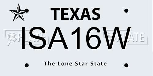 ISA16W Texas License Plate