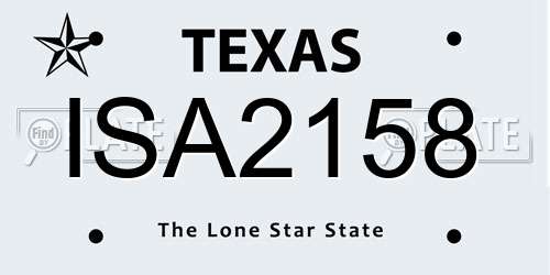 ISA2158 Texas License Plate