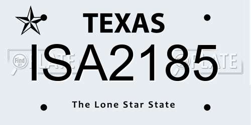 ISA2185 Texas License Plate