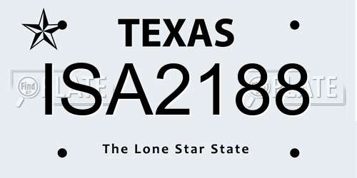 ISA2188 Texas License Plate