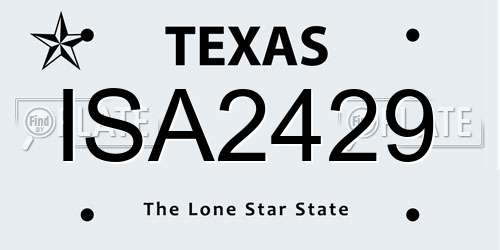 ISA2429 Texas License Plate