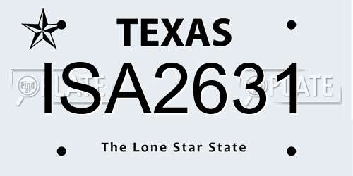 ISA2631 Texas License Plate