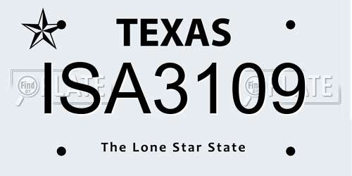 ISA3109 Texas License Plate