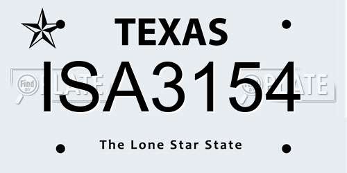 ISA3154 Texas License Plate