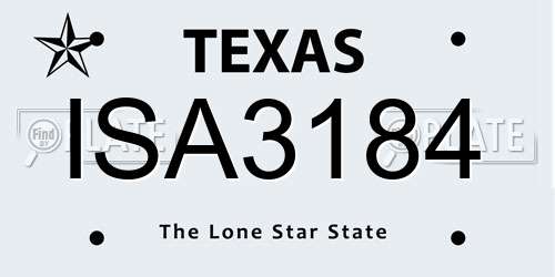 ISA3184 Texas License Plate
