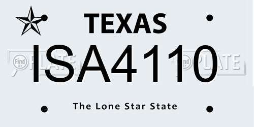 ISA4110 Texas License Plate