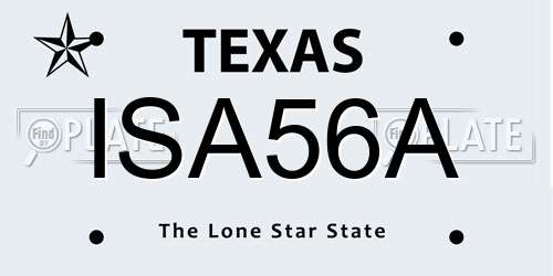 ISA56A Texas License Plate