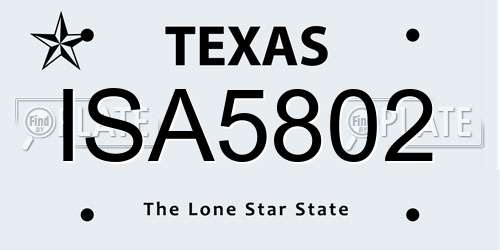 ISA5802 Texas License Plate