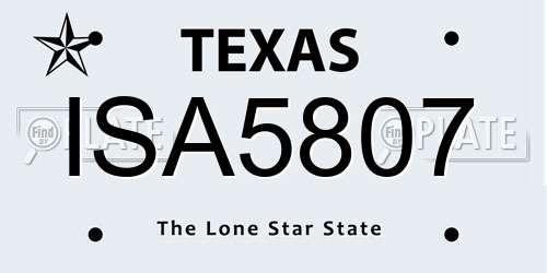 ISA5807 Texas License Plate