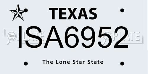 ISA6952 Texas License Plate
