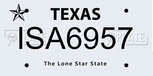 ISA6957 Texas License Plate