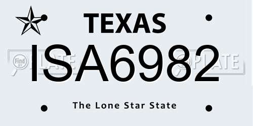 ISA6982 Texas License Plate