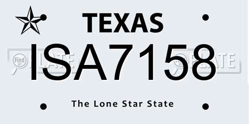 ISA7158 Texas License Plate