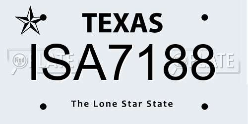 ISA7188 Texas License Plate