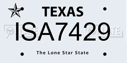 ISA7429 Texas License Plate