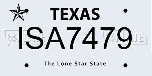 ISA7479 Texas License Plate