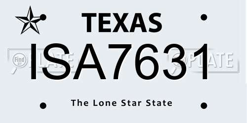 ISA7631 Texas License Plate