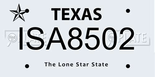 ISA8502 Texas License Plate