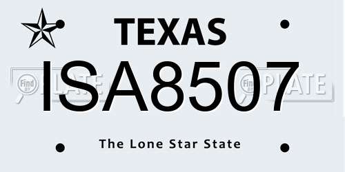 ISA8507 Texas License Plate
