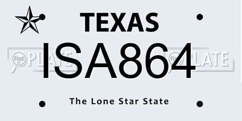 ISA864 Texas License Plate